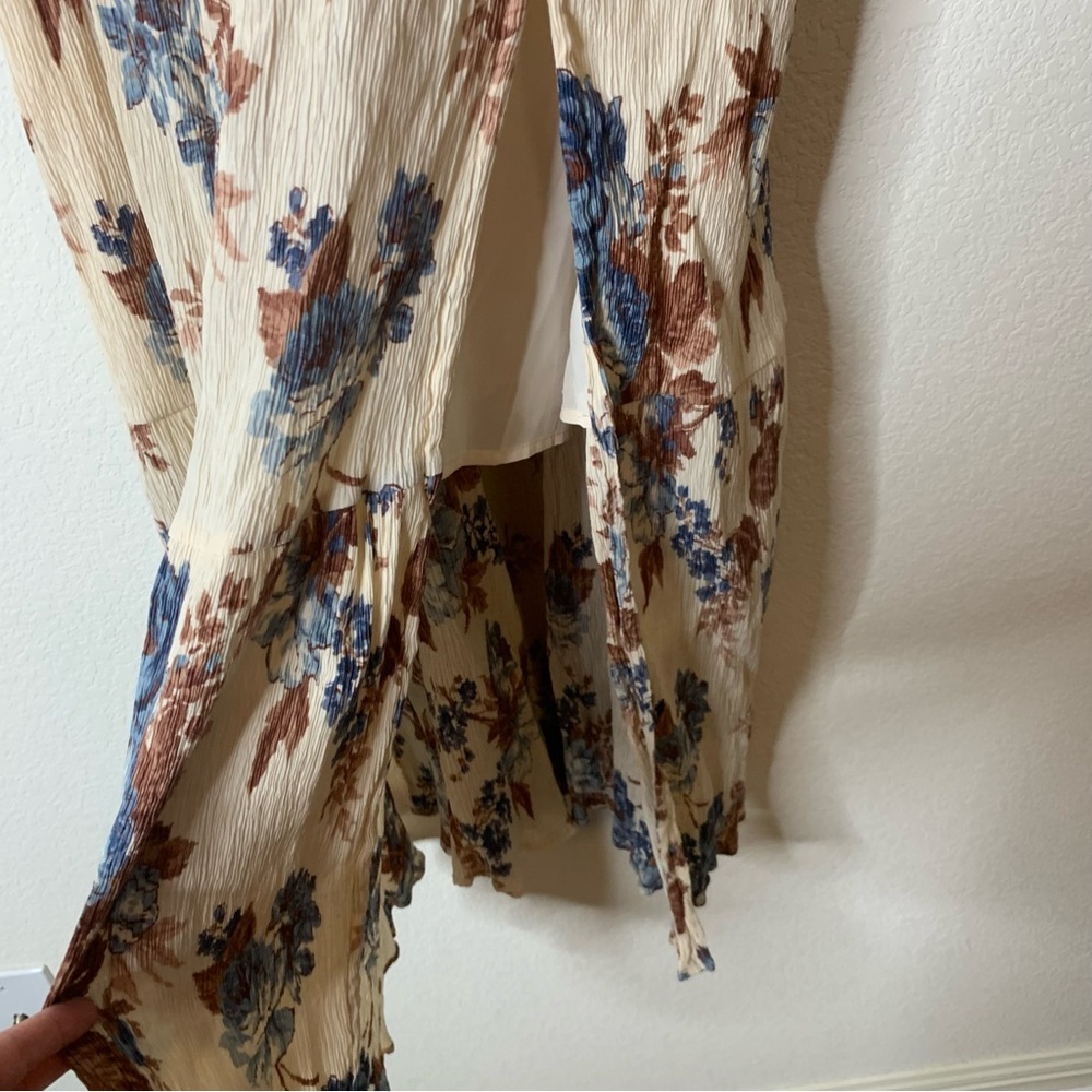 Abercrombie & Fitch Womens brown floral crinkle Strappy maxi dress XLP - Picture 4 of 9